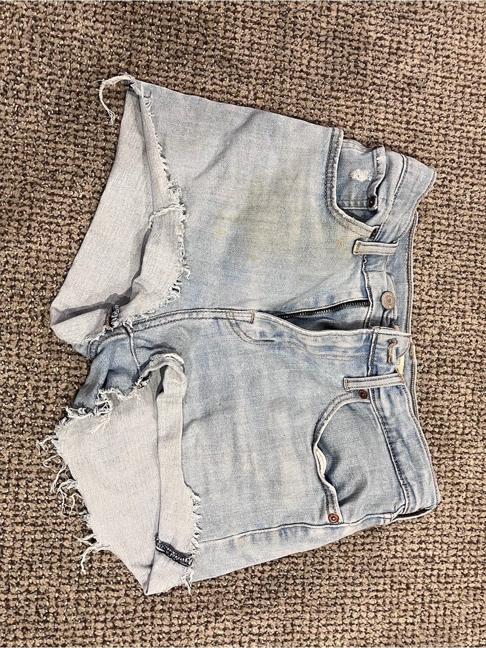 Levi’s Light Blue High-Waist Distressed Denim Shorts